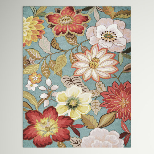 Andover Mills™ Modoc Handmade Hand Hooked Performance Aqua Blue/Green